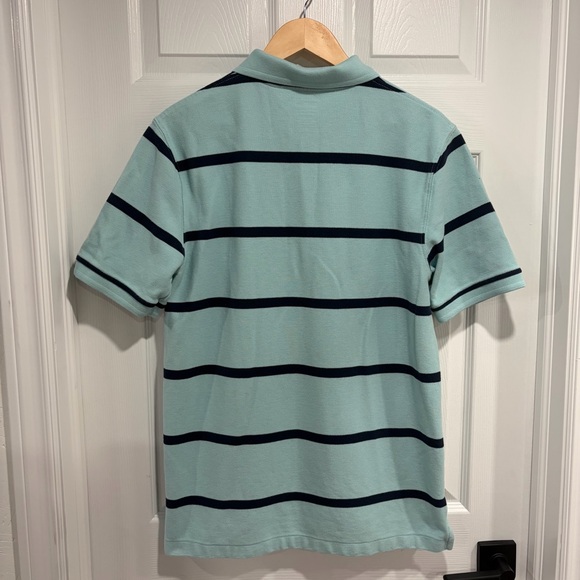 L.L. Bean Men's Blue and Navy Striped Short Sleeved Polo Traditional Fit - Picture 5 of 7